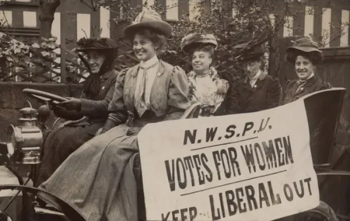 Framed Print : Suffragettes in Car Keep Liberal Out Framed Print : Suffragettes in Car Keep Liberal Out