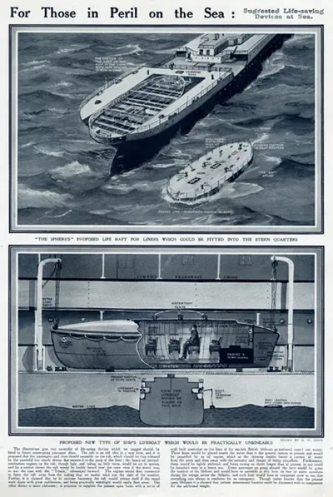 Framed Print : Suggested life-saving devices at sea by G. H. Davis Framed Print : Suggested life-saving devices at sea by G. H. Davis