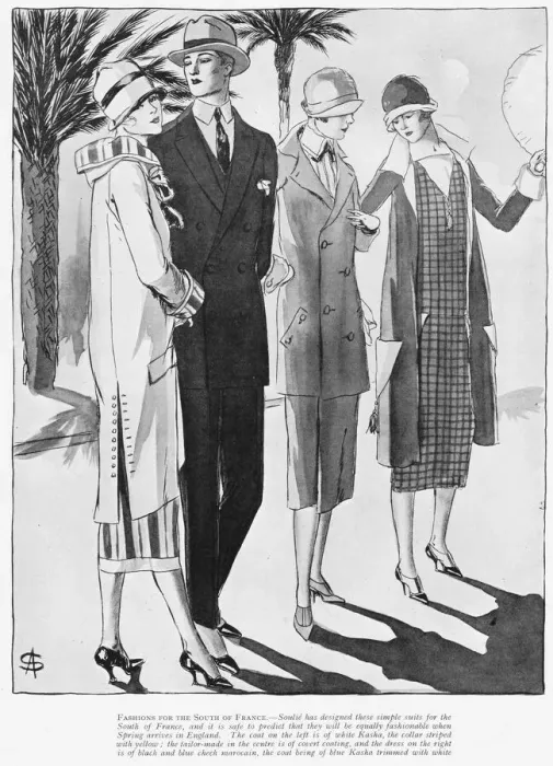 Framed Print : Three suits designed by Souile for the South of France, 1925 Framed Print : Three suits designed by Souile for the South of France, 1925
