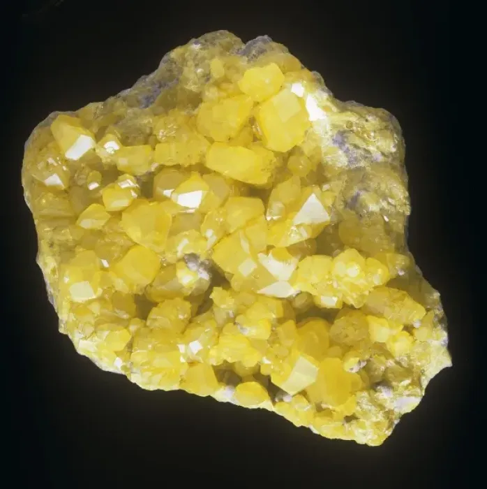 Framed Print : Sulphur. Mass of crystals of sulphur from Girgenti, Sicily Framed Print : Sulphur. Mass of crystals of sulphur from Girgenti, Sicily