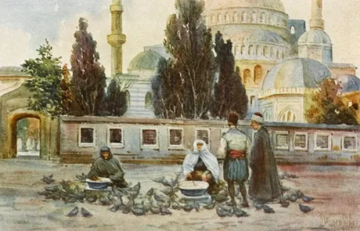 Framed Print : Sultan Ahmet Mosque - Feeding the Birds for good luck Framed Print : Sultan Ahmet Mosque - Feeding the Birds for good luck