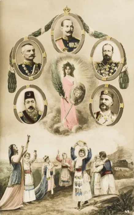 Framed Print : Sultan Mehmed V Reshad of Turkey & Balkan leaders