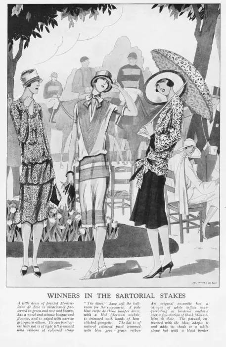 Framed Print : Three summer frocks suitable for a day at the races, Paris Framed Print : Three summer frocks suitable for a day at the races, Paris
