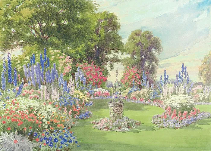 Framed Print : Summer garden painting Framed Print : Summer garden painting