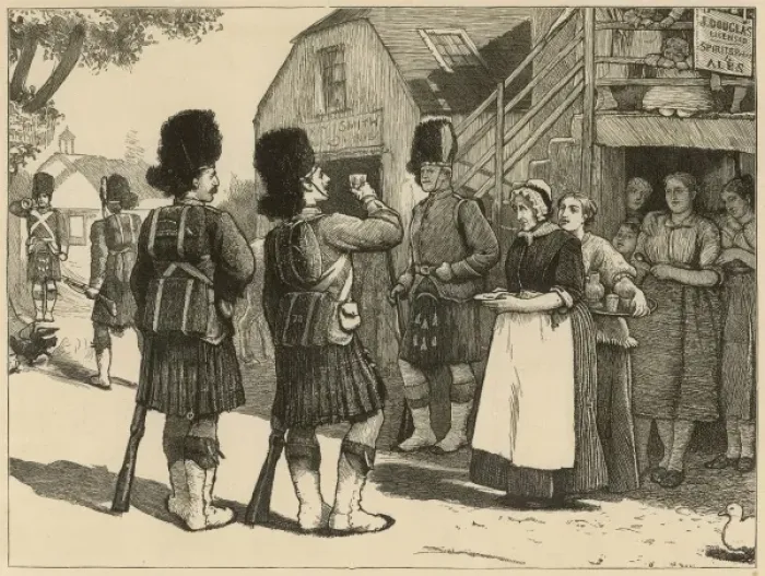 Framed Print : The Summer Manoeuvres. Route Marching- Fall in Framed Print : The Summer Manoeuvres. Route Marching- Fall in