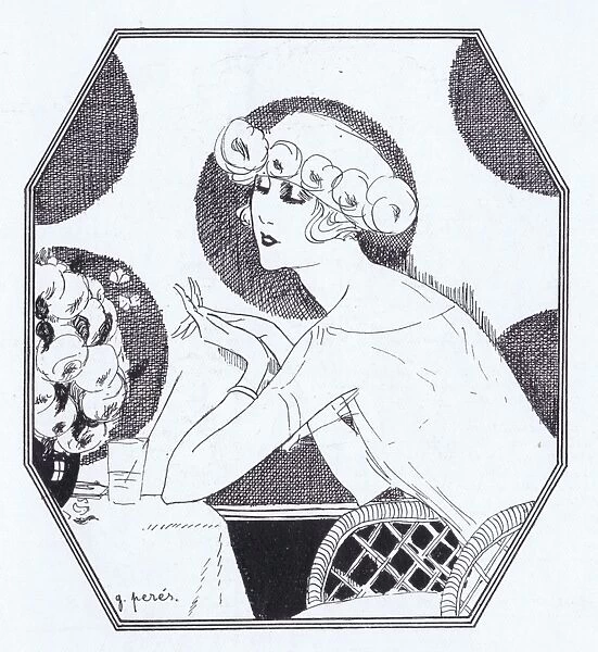 A summer time art deco sketch by G. Peres, London, 1923
