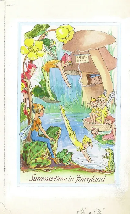 Framed Print : Summertime in Fairyland Children's Postcard design Framed Print : Summertime in Fairyland Children's Postcard design