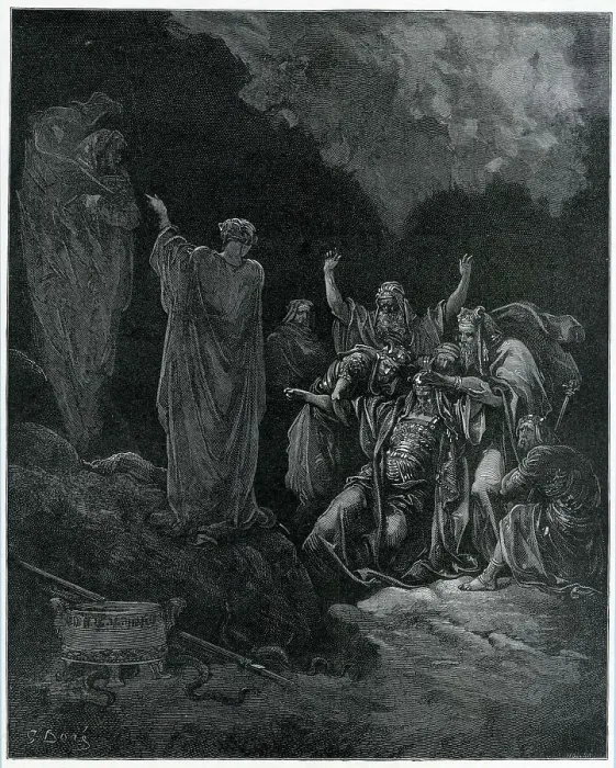 Framed Print : Summoning the dead: the Witch of Endor and Samuel's spirit Framed Print : Summoning the dead: the Witch of Endor and Samuel's spirit