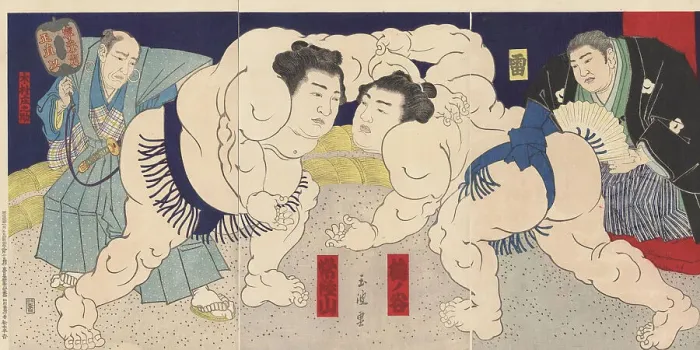 Framed Print : Sumo bout between Hitachiyama and Umenotani Framed Print : Sumo bout between Hitachiyama and Umenotani