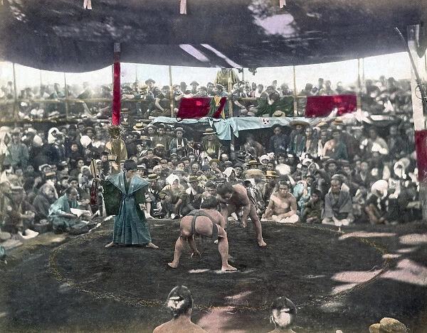 Sumo wrestling match, Japan, circa 1880s