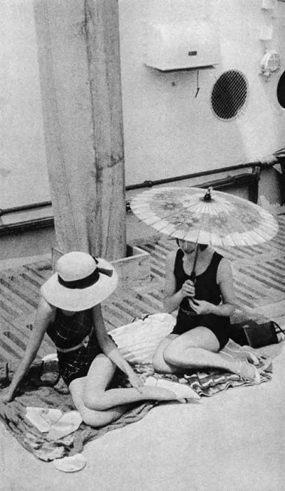 Framed Print : Sun basking on board an ocean liner Framed Print : Sun basking on board an ocean liner