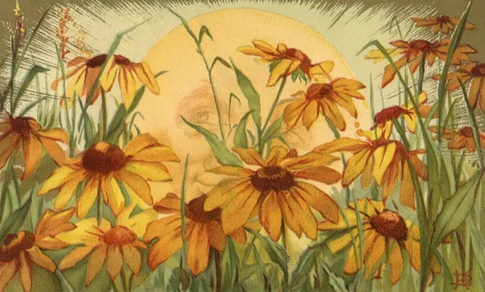 Framed Print : Sun and Sunflowers Date: 1885 Framed Print : Sun and Sunflowers Date: 1885