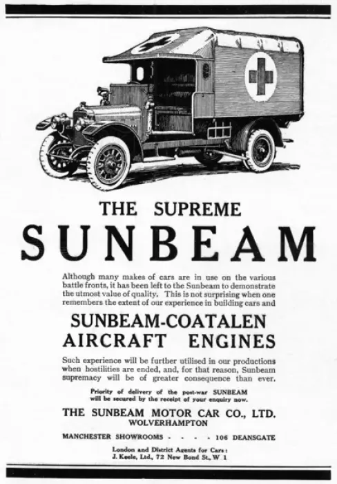 Framed Print : Sunbeam motors advertisement, WW1 Framed Print : Sunbeam motors advertisement, WW1