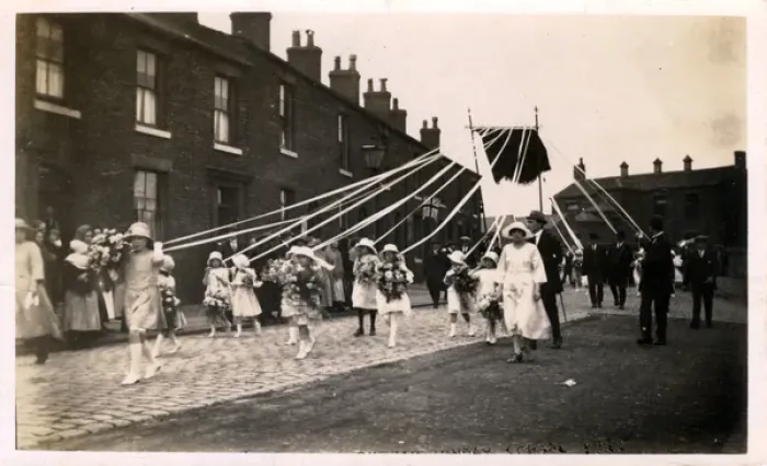 Framed Print : Sunday School Whit Walk, Hindley, Lancashire Framed Print : Sunday School Whit Walk, Hindley, Lancashire