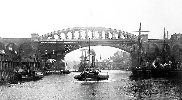 Sunderland River Bridges and Paddle Steamer Victorian period