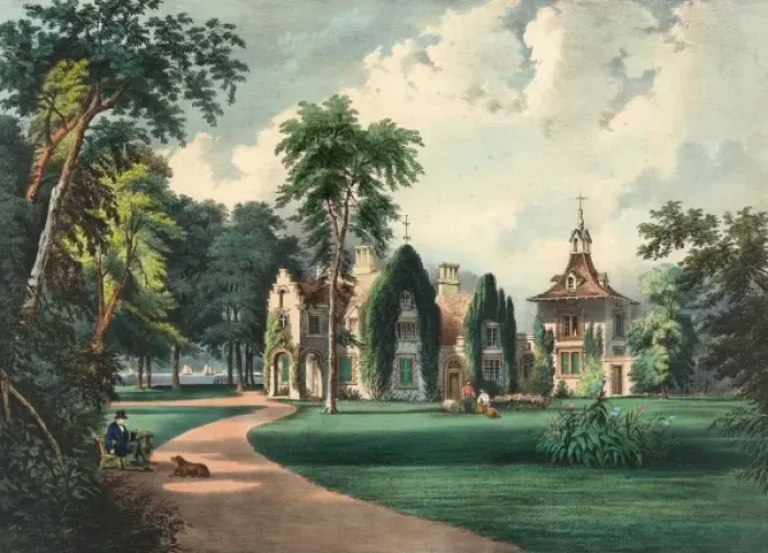 Framed Print : Sunny side: the residence of the late Washington Irving near Framed Print : Sunny side: the residence of the late Washington Irving near