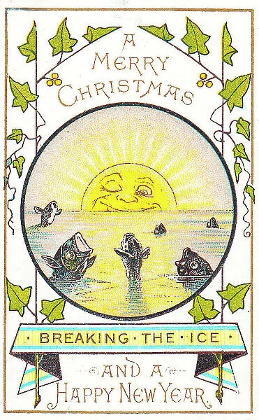 Sunrise over the sea on a Christmas and New Year card
