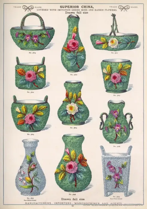 Framed Print : Superior China with raised flowers, Plate 70 Framed Print : Superior China with raised flowers, Plate 70