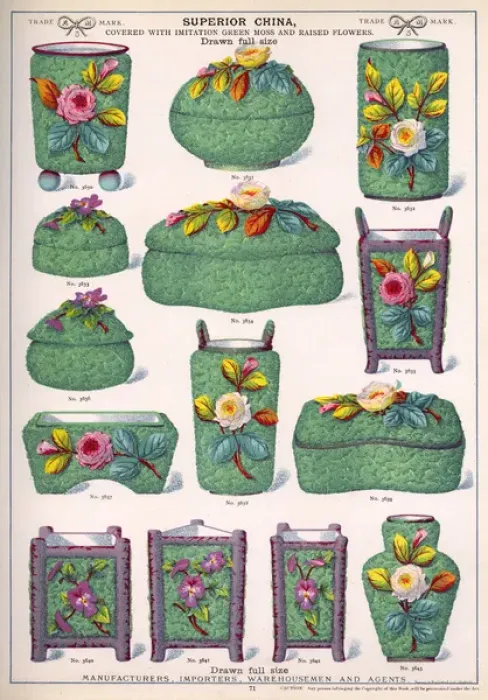 Framed Print : Superior China with raised flowers, Plate 71 Framed Print : Superior China with raised flowers, Plate 71