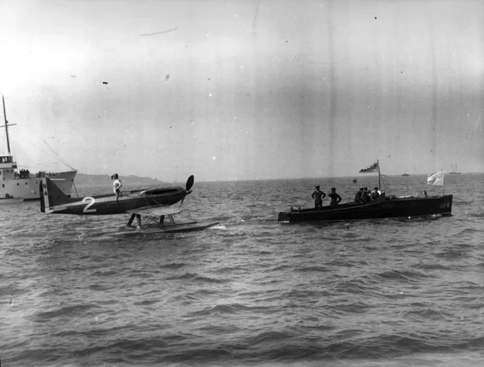 Framed Print : Supermarine S6 N247 FO Waghorn being towed in