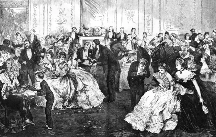 Framed Print : Supper time at a high society dance Framed Print : Supper time at a high society dance