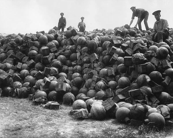 Supply dump of trench mortar ammunition, France, WW1
