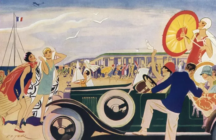Framed Print : Sur La Plage de Deauville by Peter, 1927 Framed Print : Sur La Plage de Deauville by Peter, 1927