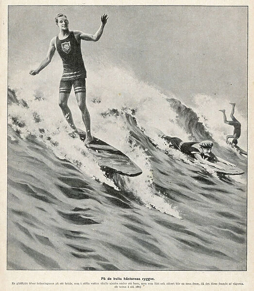 Surfing in 1910. Some do it standing up, some lying down