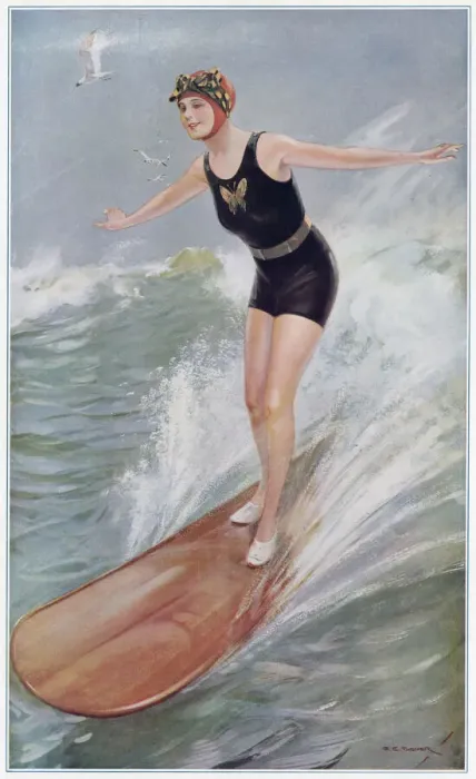 Framed Print : The Surfing Girl Framed Print : The Surfing Girl
