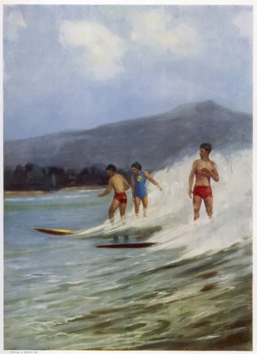 Framed Print : Surfing in Hawaii 1913 Framed Print : Surfing in Hawaii 1913