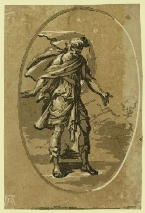 Framed Print : Surprise. Allegorical print showing, in an oval Framed Print : Surprise. Allegorical print showing, in an oval