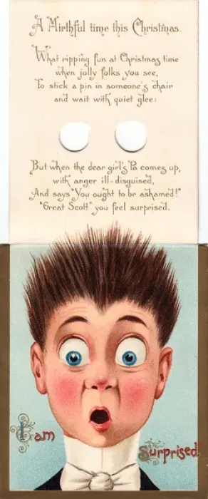 Framed Print : Surprised young man on a Christmas card Framed Print : Surprised young man on a Christmas card