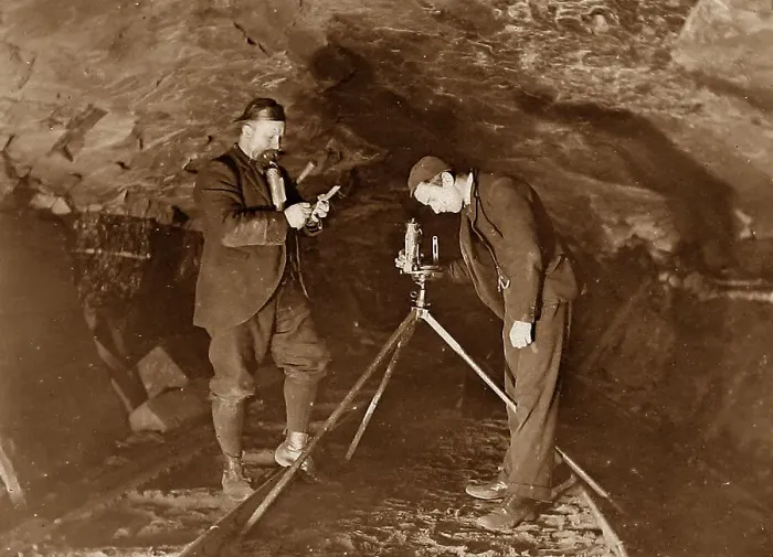 Framed Print : Surveying in a coal mine Framed Print : Surveying in a coal mine