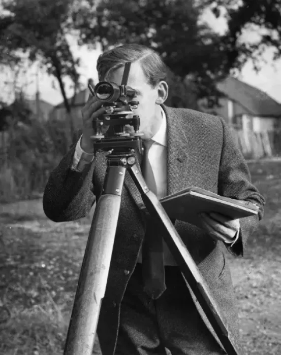 Framed Print : Surveyor at work with a theodolite Framed Print : Surveyor at work with a theodolite