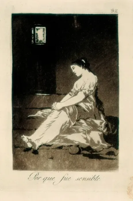 Framed Print : Because she was susceptible. Plate 32 of Los Caprichos Framed Print : Because she was susceptible. Plate 32 of Los Caprichos