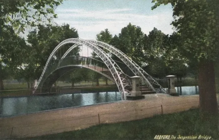 Framed Print : The Suspension Bridge - Bedford Framed Print : The Suspension Bridge - Bedford