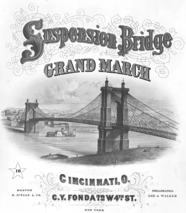 Framed Print : Suspension Bridge, Grand March, Cincinnati, O Framed Print : Suspension Bridge, Grand March, Cincinnati, O
