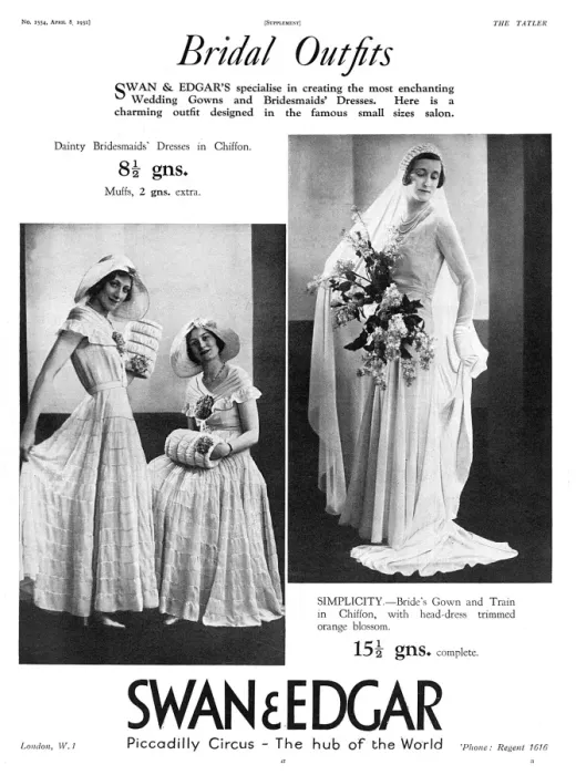Framed Print : Swan and Edgar bridal outfits, 1931 Framed Print : Swan and Edgar bridal outfits, 1931