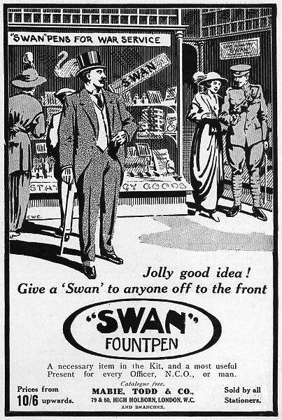 Swan Fountpen advertisement, WW1