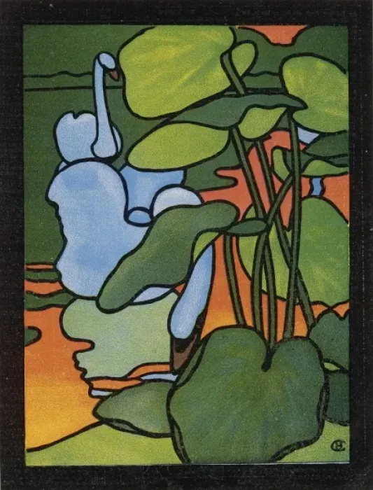Framed Print : Swan / Glass Design / Jugend Framed Print : Swan / Glass Design / Jugend