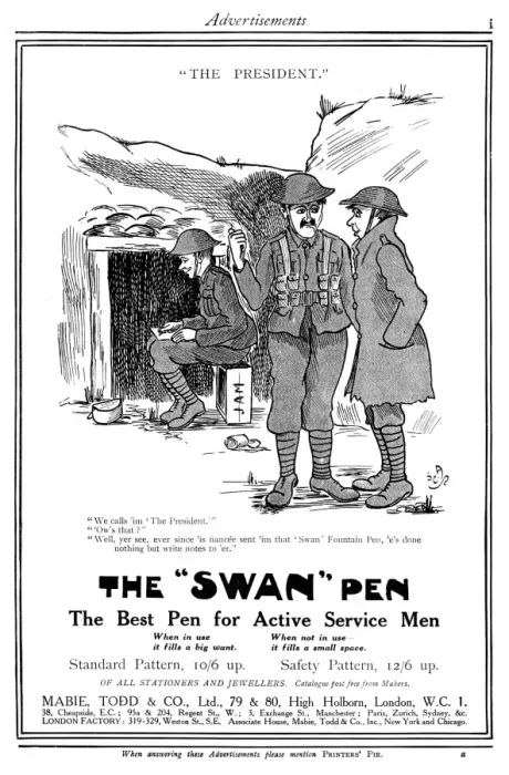 Framed Print : Swan Pen advertisement, WW1 Framed Print : Swan Pen advertisement, WW1