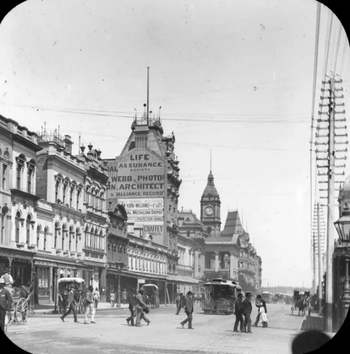 Framed Print : Swanston Street, looking South from Bourke Street Framed Print : Swanston Street, looking South from Bourke Street