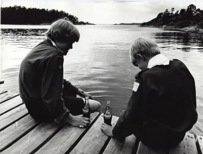 Framed Print : Swedish boy scouts on a jetty Framed Print : Swedish boy scouts on a jetty