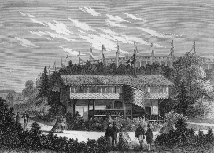 Framed Print : Swedish log cabin at the Exposition Universelle, Paris Framed Print : Swedish log cabin at the Exposition Universelle, Paris
