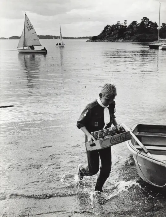 Framed Print : Swedish Scout bringing drinks ashore Framed Print : Swedish Scout bringing drinks ashore