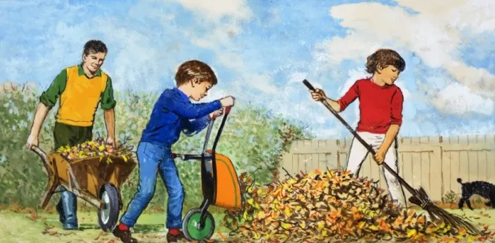 Framed Print : Sweeping up autumn leaves Framed Print : Sweeping up autumn leaves