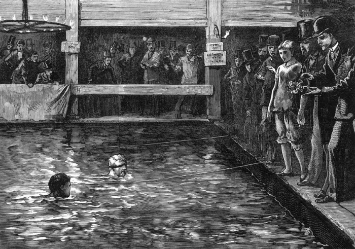 Framed Print : Swimming competition at the Lambeth Baths, London