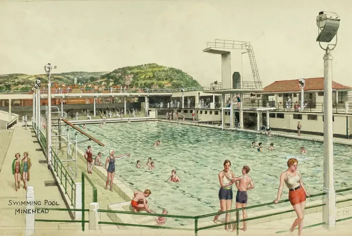 Framed Print : Swimming Pool, Minehead, Somerset Framed Print : Swimming Pool, Minehead, Somerset