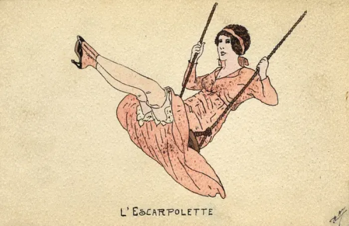 Framed Print : The Swing - A French girl flying high and showing some leg Framed Print : The Swing - A French girl flying high and showing some leg