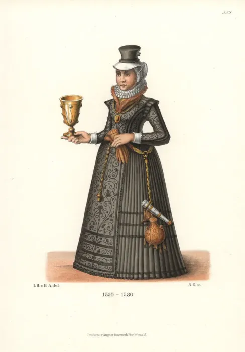 Framed Print : Swiss burger woman from the mid 16th century Framed Print : Swiss burger woman from the mid 16th century